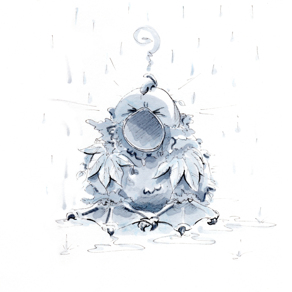 Trötentiere Copic - ein im Regen sitzendes Trötentier